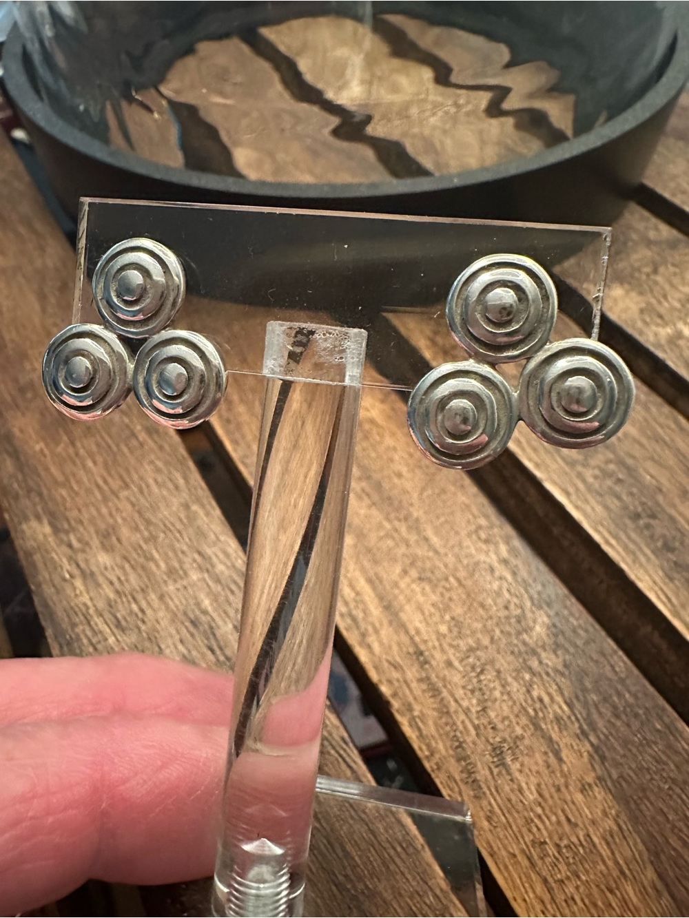 Vintage Sterling triple circle earrings